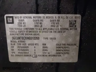 2017 Chevrolet Silverado 1500 High Country with VIN 3GCUKTECXHG512260, listed as a IAAI auction lot 41200807 with 146,647 mi miles. Bid and sale history available at carsss.com. Image 9.