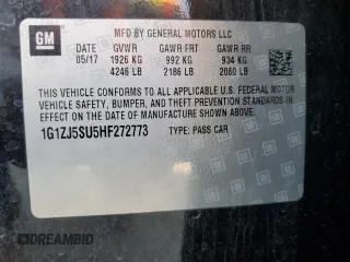 2017 Chevrolet Malibu Hybrid with VIN 1G1ZJ5SU5HF272773, listed as a Copart auction lot 50429655 with 124,190 mi miles and Salvage Title. Bid and sale history available at DreamBid. Image 12.