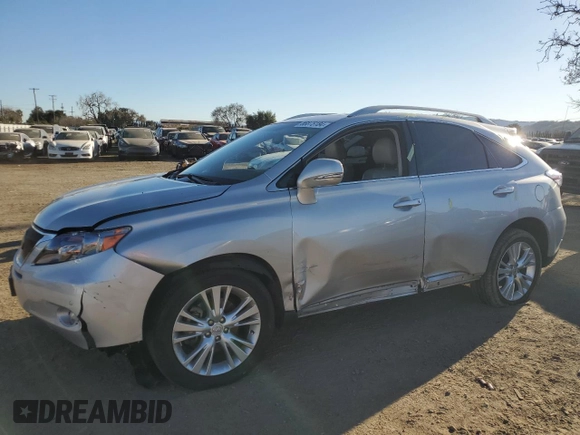 2010 Lexus RX 450h with VIN JTJBC1BA0A2008842, listed as a Copart auction lot 86875184 with 202,885 mi miles and Salvage title. Bid and sale history available at DreamBid. Image 1.