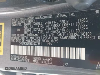 2011 Toyota Highlander Limited with VIN 5TDYK3EH3BS027884, listed as a IAAI auction lot 42527160 with 310,068 mi miles and . Bid and sale history available at DreamBid. Image 9.