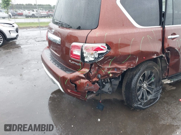 2018 Nissan Armada Platinum with VIN JN8AY2NE6J9731093, listed as a IAAI auction lot 42313252 with 125,617 mi miles and . Bid and sale history available at DreamBid. Image 6.