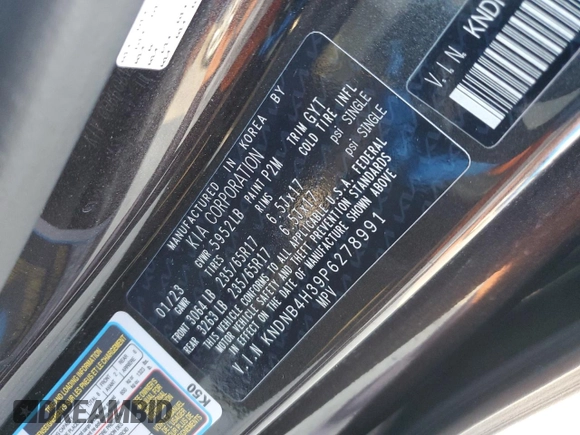 2023 Kia Carnival LX with VIN KNDNB4H39P6278991, listed as a Copart auction lot 84914294 with 25,101 mi miles and Salvage Title. Bid and sale history available at carsss.com. Image 13.