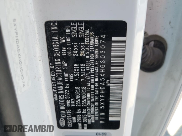 2017 Kia Sorento EX с VIN 5XYPHDA5XHG303074, выставлен на аукционе Copart как лот 61449155 с пробегом 140 245 миль миль и Списание • Salvage title. История ставок и продаж доступна на DreamBid. Изображение 12.