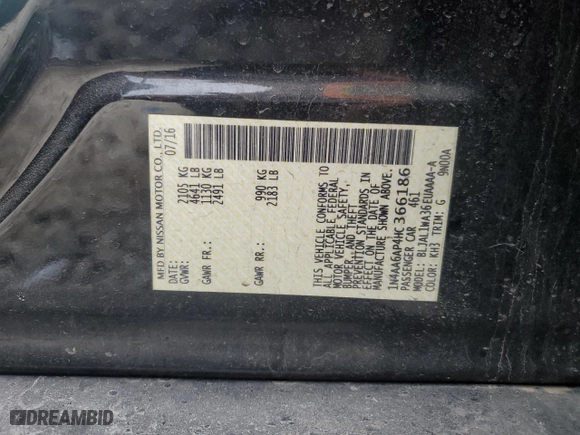 2017 Nissan Maxima SR with VIN 1N4AA6AP4HC366186, listed as a Copart auction lot 50576765 with 94,312 mi miles and Salvage Title. Bid and sale history available at carsss.com. Image 12.