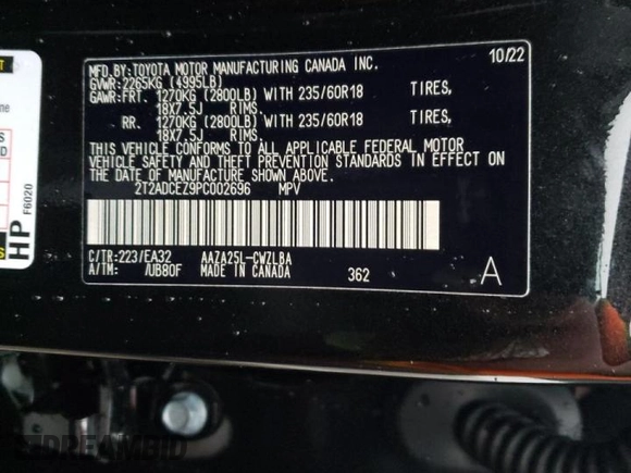 2023 Lexus NX with VIN 2T2ADCEZ9PC002696, listed as a Copart auction lot 38723733 with 350 mi miles. Bid and sale history available at carsss.com. Image 14.