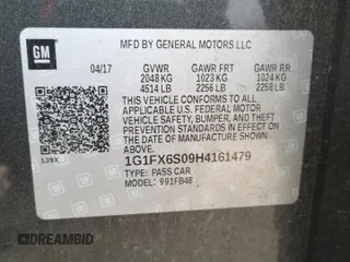 2017 Chevrolet Bolt EV Premier with VIN 1G1FX6S09H4161479, listed as a Copart auction lot 41358163 with 31,628 mi miles. Bid and sale history available at carsss.com. Image 12.