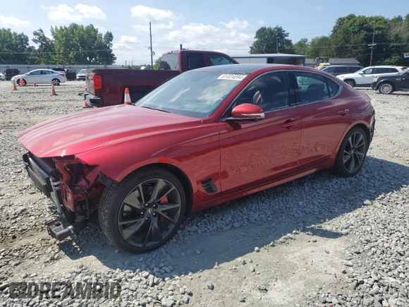 2022 Genesis G70 3.3T with VIN KMTG54TE0NU103418, listed as a Copart auction lot 61024094 with 7,750 mi miles and Salvage Title. Bid and sale history available at carsss.com. Image 1.