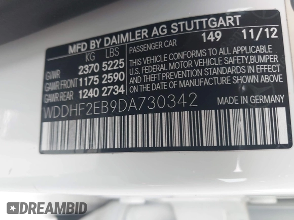 2013 Mercedes-Benz E 350 Luxury with VIN WDDHF2EB9DA730342, listed as a IAAI auction lot 42504810 with 131,083 mi miles and . Bid and sale history available at DreamBid. Image 9.