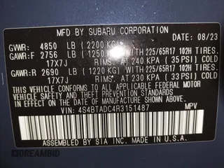 2024 Subaru Outback Premium with VIN 4S4BTADC4R3151487, listed as a IAAI auction lot 42581145 with 23,524 mi miles and . Bid and sale history available at DreamBid. Image 9.