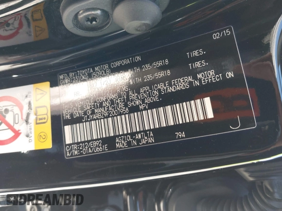 2015 Lexus NX 200t z VIN JTJYARBZ9F2007958, wystawiony jako IAAI lot #41815035 z przebiegiem 115 033 mil mil oraz . Historia ofert i sprzedaży dostępna na DreamBid. Obrazek 9.