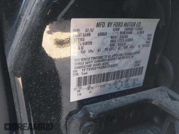 2008 Ford F-250 XL с VIN 1FTSW21R28EC02207, выставлен на аукционе IAAI как лот 42023780 с пробегом 135 143 миль миль и . История ставок и продаж доступна на DreamBid. Изображение 9.