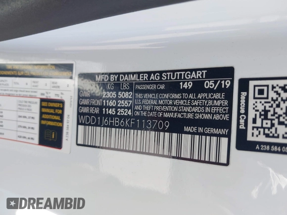 2019 Mercedes-Benz E with VIN WDD1J6HB6KF113709, listed as a IAAI auction lot 41640843 with 48,176 mi miles. Bid and sale history available at carsss.com. Image 9.