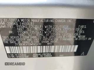 2013 Toyota RAV4 Limited with VIN 2T3DFREV1DW041490, listed as a IAAI auction lot 41757596 with 184,443 mi miles. Bid and sale history available at carsss.com. Image 9.