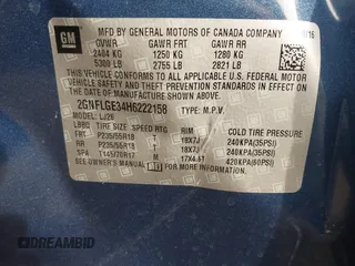 2017 Chevrolet Equinox Premier with VIN 2GNFLGE34H6222158, listed as a IAAI auction lot 41771377 with 70,614 mi miles. Bid and sale history available at carsss.com. Image 9.