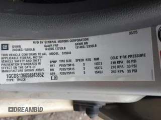 2005 Chevrolet Colorado 1SE LS Z71 with VIN 1GCDS136058243852, listed as a IAAI auction lot 42195131 with 174,805 mi miles and . Bid and sale history available at DreamBid. Image 9.