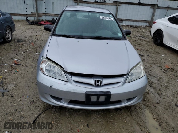 2005 Honda Civic VP with VIN 1HGES16355L008304, listed as a Copart auction lot 53081065 with 37,176 mi miles and Salvage Title. Bid and sale history available at DreamBid. Image 5.