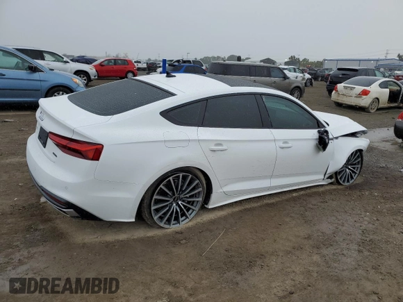 2023 Audi A5 Sportback Premium Plus with VIN WAUCBCF56PA018015, listed as a Copart auction lot 44387803 with 2,830 mi miles. Bid and sale history available at carsss.com. Image 3.