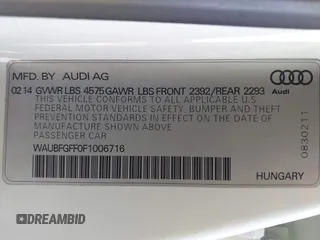 2015 Audi S3 2.0T Premium Plus with VIN WAUBFGFF0F1006716, listed as a IAAI auction lot 42038843 with 190,076 mi miles. Bid and sale history available at carsss.com. Image 9.