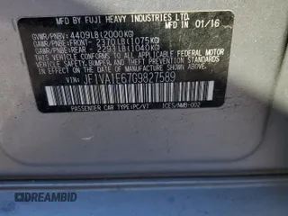 2016 Subaru WRX Premium with VIN JF1VA1E67G9827589, listed as a Copart auction lot 45977345 with 90,422 mi miles and Salvage Title. Bid and sale history available at DreamBid. Image 12.