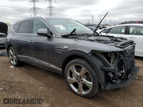 2022 Genesis GV80 with VIN KMUHCESC0NU083165, listed as a Copart auction lot 55518125 with Not provided miles and Salvage title. Bid and sale history available at DreamBid. Image 4.