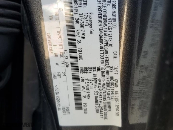 2017 Ford Focus SEL with VIN 1FADP3H21HL254417, listed as a Copart auction lot 48694255 with 110,985 mi miles and Salvage Title. Bid and sale history available at carsss.com. Image 14.