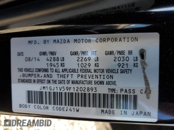 2015 Mazda 6 i Touring with VIN JM1GJ1V59F1202893, listed as a Copart auction lot 52544625 with 138,387 mi miles and Salvage Title. Bid and sale history available at carsss.com. Image 15.