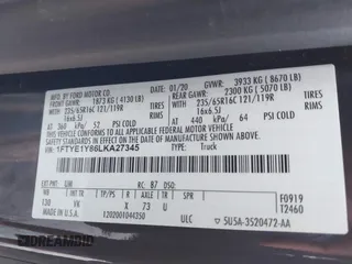 2020 Ford Transit Cargo with VIN 1FTYE1Y86LKA27345, listed as a IAAI auction lot 42577599 with 67,182 mi miles and . Bid and sale history available at DreamBid. Image 9.