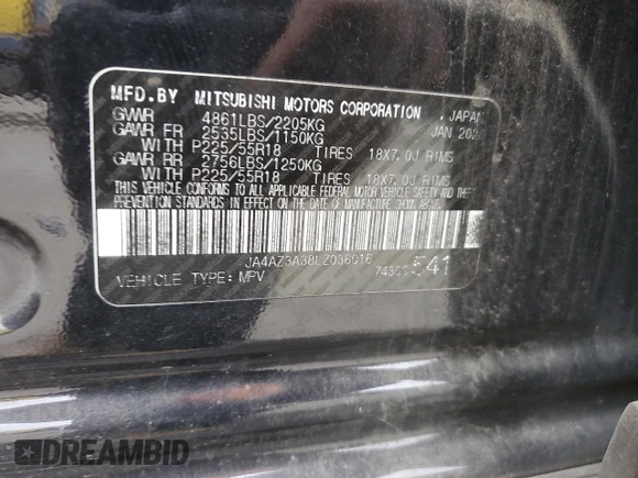 2020 Mitsubishi Outlander ES z VIN JA4AZ3A38LZ036016, wystawiony jako Copart lot #60988015 z przebiegiem Nie podano mil oraz Szkoda całkowita • Salvage title. Historia ofert i sprzedaży dostępna na DreamBid. Obrazek 12.