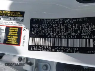 2017 Toyota Camry XLE z VIN 4T1BF1FK4HU377694, wystawiony jako IAAI lot #42375026 z przebiegiem 107 760 mil mil oraz . Historia ofert i sprzedaży dostępna na DreamBid. Obrazek 9.