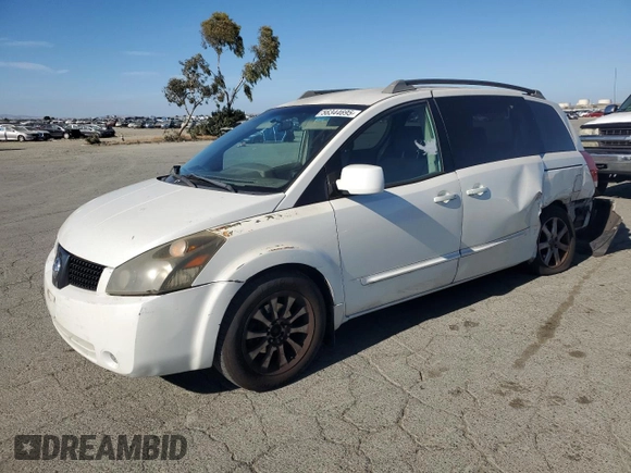 2006 Nissan Quest S Special Edition z VIN 5N1BV28U86N103414, wystawiony jako Copart lot #56344695 z przebiegiem 3 318 mil mil oraz Szkoda całkowita • Salvage title. Historia ofert i sprzedaży dostępna na DreamBid. Obrazek 1.