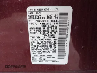 2012 Nissan Murano SV с VIN JN8AZ1MW1CW213141, выставлен на аукционе IAAI как лот 42356693 с пробегом 191 513 миль миль и . История ставок и продаж доступна на DreamBid. Изображение 9.