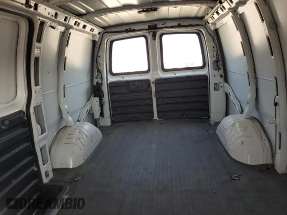 2019 GMC Savana Cargo Van with VIN 1GTW7AFP0K1301879, listed as a Copart auction lot 42157385 with 65,831 mi miles and Salvage Title. Bid and sale history available at carsss.com. Image 10.