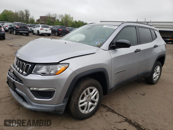 2018 Jeep Compass Sport с VIN 3C4NJDAB0JT100209, выставлен на аукционе Copart как лот 53946635 с пробегом 84 881 миль миль и Списание • Salvage title. История ставок и продаж доступна на DreamBid. Изображение 1.
