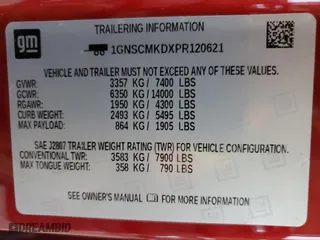 2023 Chevrolet Tahoe LS with VIN 1GNSCMKDXPR120621, listed as a Copart auction lot 75863074 with 28,335 mi miles and Salvage Title. Bid and sale history available at carsss.com. Image 13.