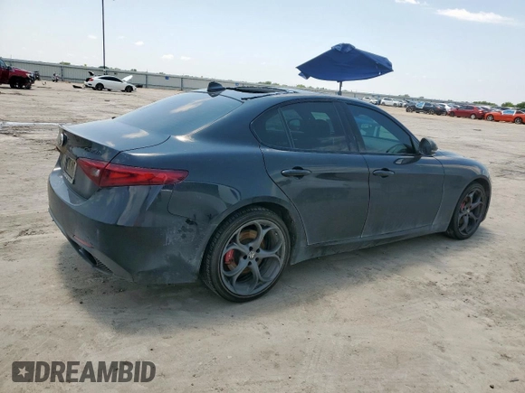 2021 Alfa Romeo Giulia Ti with VIN ZARFANBN7M7643882, listed as a Copart auction lot 59276115 with 44,782 mi miles and Salvage title. Bid and sale history available at DreamBid. Image 3.