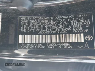 2011 Toyota Prius I with VIN JTDKN3DU3B1383339, listed as a IAAI auction lot 42086995 with 246,239 mi miles. Bid and sale history available at carsss.com. Image 9.