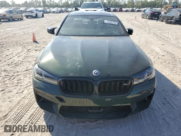 2023 BMW M5 with VIN WBS83CH04PCL77304, listed as a Copart auction lot 76096754 with 0 mi miles and Non Repairable. Bid and sale history available at carsss.com. Image 5.
