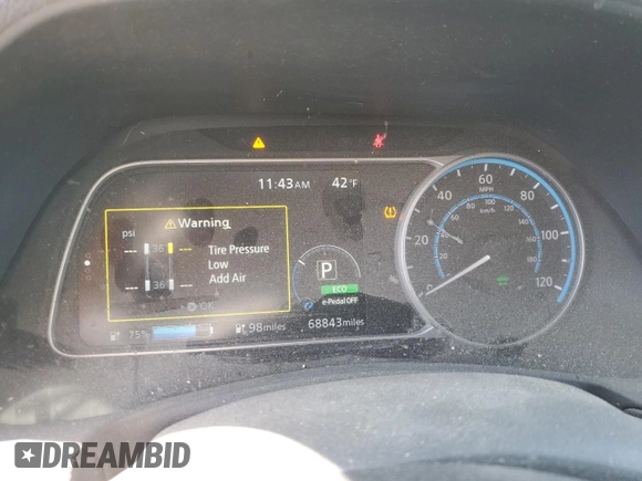 2018 Nissan LEAF S with VIN 1N4AZ1CP7JC302805, listed as a Copart auction lot 49909545 with 68,843 mi miles and Salvage Title. Bid and sale history available at DreamBid. Image 9.