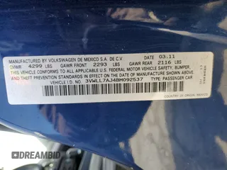 2011 Volkswagen Jetta TDI с VIN 3VWLL7AJ4BM092537, выставлен на аукционе Copart как лот 48703145 с пробегом 130 296 миль миль и Чистый • Clean title. История ставок и продаж доступна на DreamBid. Изображение 12.