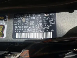 2007 Hyundai Santa Fe GLS with VIN KM8SG13D57U098448, listed as a Copart auction lot 33051641 with 0 mi miles and Non Repairable. Bid and sale history available at carsss.com. Image 10.