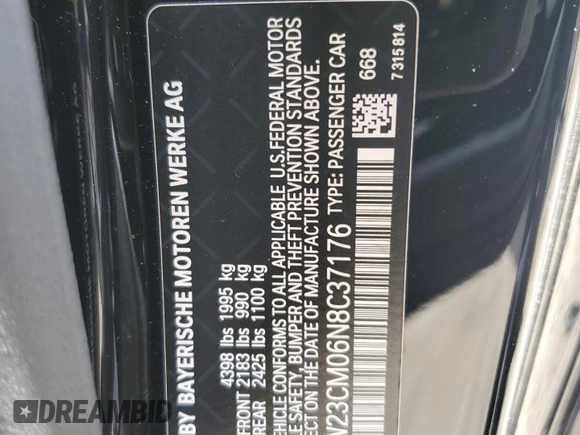 2022 BMW 2 Series 230i with VIN 3MW23CM06N8C37176, listed as a Copart auction lot 45566284 with 13,201 mi miles. Bid and sale history available at carsss.com. Image 13.