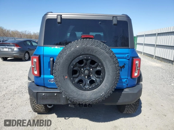 2023 Ford Bronco with VIN 1FMEE5DP7PLB92288, listed as a Copart auction lot 49272285 with 8,591 mi miles and Salvage Title. Bid and sale history available at DreamBid. Image 6.