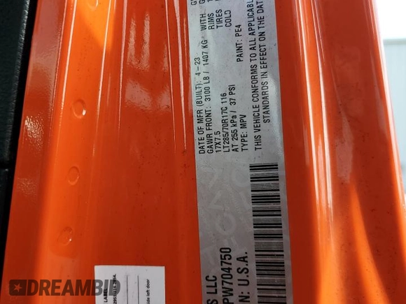 2023 Jeep Wrangler Rubicon 20th Anniversary with VIN 1C4JJXR6XPW704750, listed as a Copart auction lot 55223655 with Not provided miles and Non repairable. Bid and sale history available at DreamBid. Image 13.