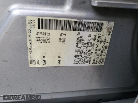 2009 Nissan Altima 2.5 with VIN 1N4AL21EX9N503087, listed as a Copart auction lot 65987244 with 145,629 mi miles and Salvage Title. Bid and sale history available at carsss.com. Image 15.