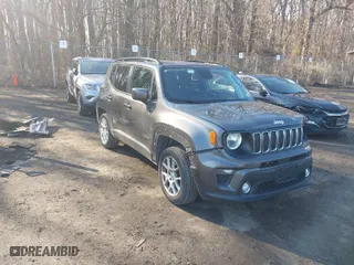 2019 Jeep Renegade Latitude with VIN ZACNJBBB3KPK42045, listed as a IAAI auction lot 41548217 with 124,506 mi miles. Bid and sale history available at carsss.com. Image 1.