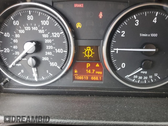 2008 BMW 3 Series 328xi with VIN WBAVC73548KP37504, listed as a Copart auction lot 49310615 with 108,513 mi miles and Salvage Title. Bid and sale history available at carsss.com. Image 9.