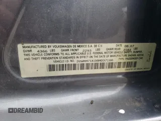 2008 Volkswagen Jetta SE with VIN 3VWRM71K08M037186, listed as a Copart auction lot 60173795 with 186,594 mi miles and Salvage title. Bid and sale history available at DreamBid. Image 12.