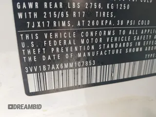 2021 Volkswagen Tiguan S с VIN 3VV1B7AX6MM107853, выставлен на аукционе IAAI как лот 41854767 с пробегом 67 569 миль миль и . История ставок и продаж доступна на DreamBid. Изображение 9.
