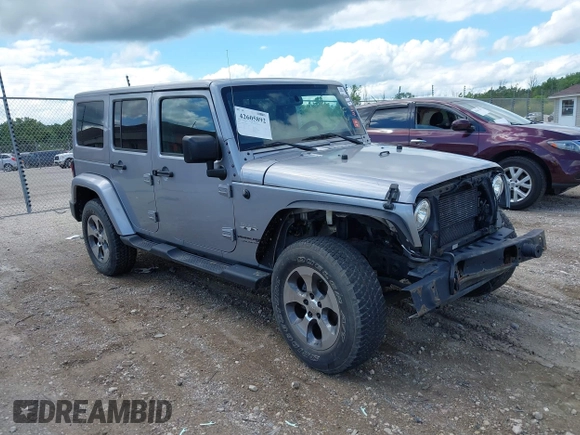 2018 Jeep Wrangler Unlimited Sahara with VIN 1C4BJWEGXJL806832, listed as a IAAI auction lot 42605892 with 90,535 mi miles and . Bid and sale history available at DreamBid. Image 1.