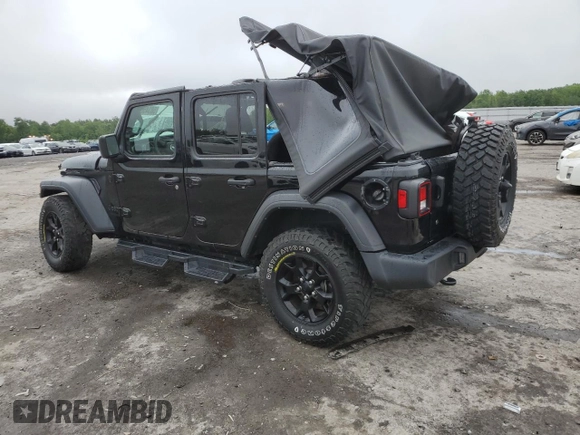 2021 Jeep Wrangler Unlimited Willys Sport with VIN 1C4HJXDN1MW679133, listed as a Copart auction lot 58345635 with 62,375 mi miles and Salvage title. Bid and sale history available at DreamBid. Image 2.